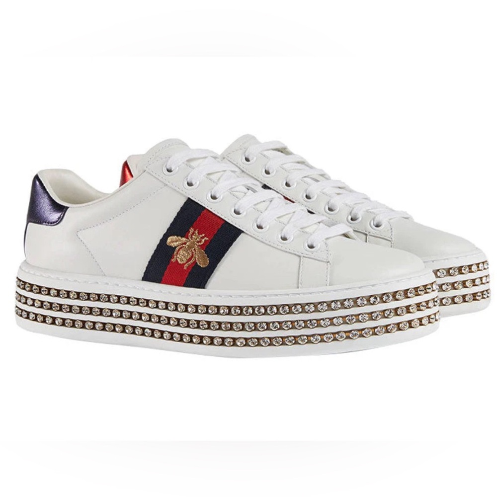 Gucci Ace Platform Sneakers with Crystals size 38